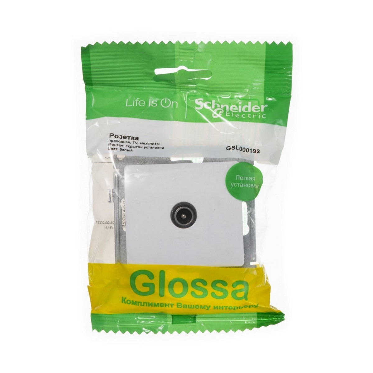 Glossa Белый Розетка Systeme Electric Glossa Белый TV проходная 4DB GSL000192