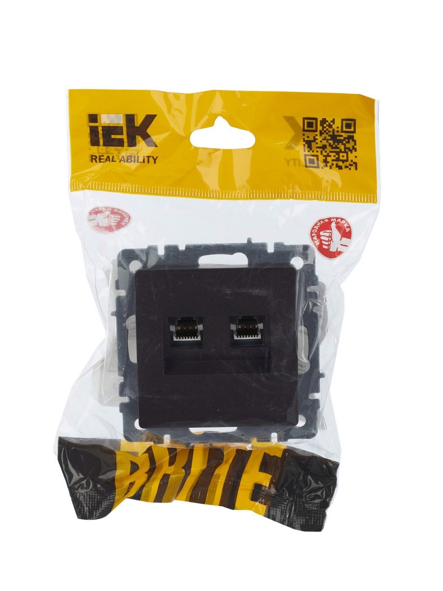 IEK Brite Бронза Розетка IEK BRITE компьютерная двойная RJ45 кат.5E РК10-2-БрТБ темная бронза BR-K20-1-K45