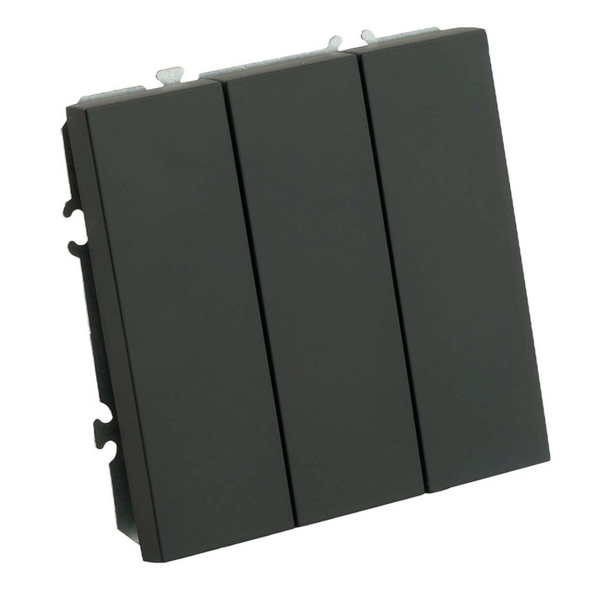 Эмили - Розетки и выключатели Stekker Выключатель 3-клавишный STEKKER Эмили RSW10-5108-05 черный уголь soft touch 49844