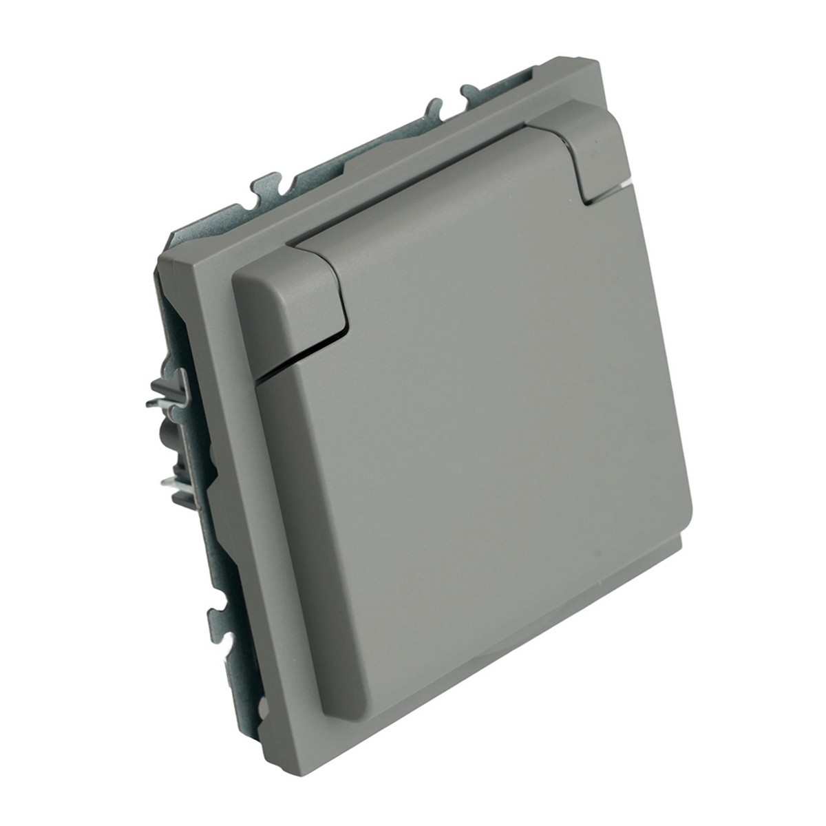 Эмили - Розетки и выключатели Stekker Розетка 1-ая с крышкой с защ. штор б/з STEKKER Эмили RST16-5113-10 платиново-серый soft touch 49956