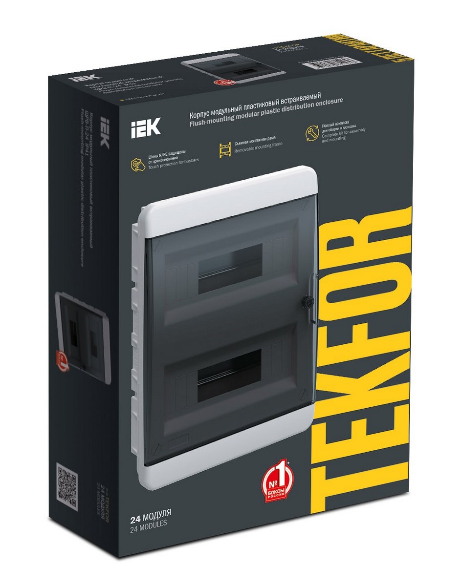 Пластиковые боксы и щиты IEK Корпус пластиковый IEK TEKFOR ЩРВ-П-24 IP41 черн. прозр. дверь TF5-KP12-V-24-41-K01-K03