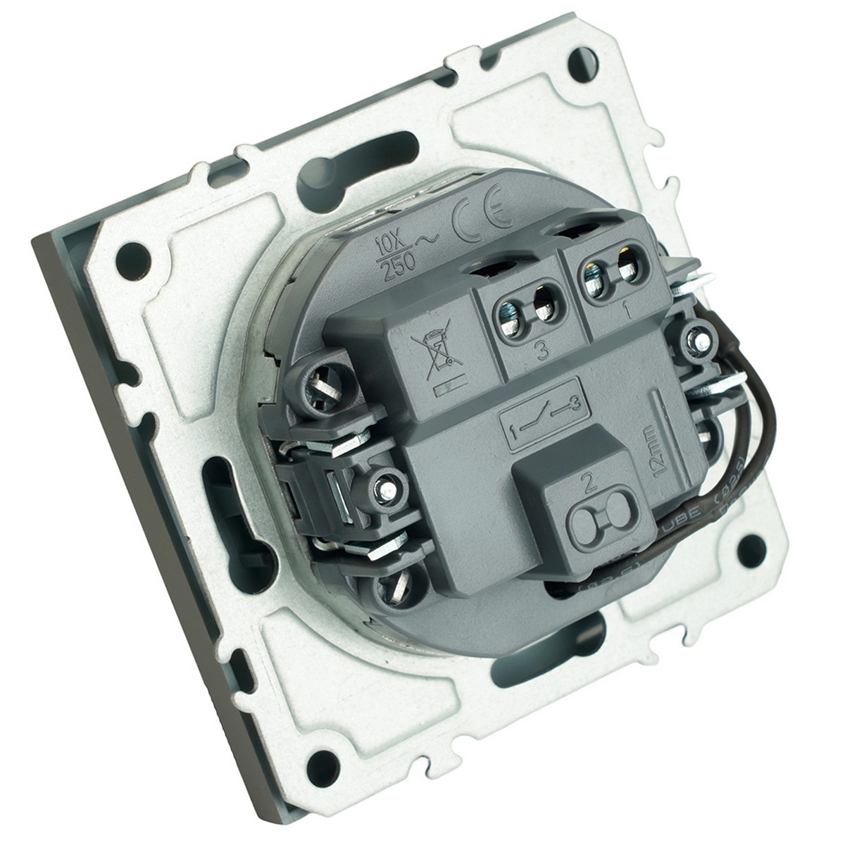 Эмили - Розетки и выключатели Stekker Выключатель 1-клавишный c индикатором STEKKER Эмили RSW10-5101-10 платиново-серый soft touch 49941