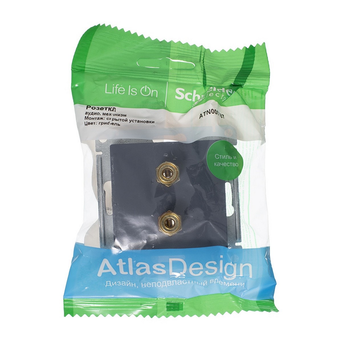 AtlasDesign Грифель Аудиорозетка Systeme Electric AtlasDesign Грифель двухместная ATN000787