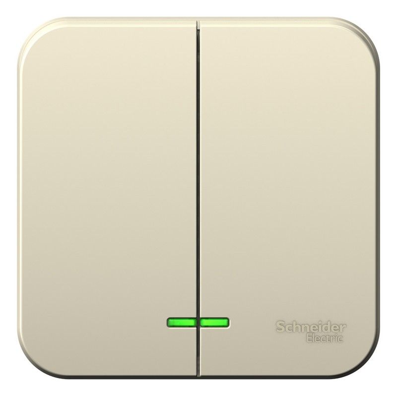 Blanca молочные розетки и выключатели Выключатель SE Blanca 2-клавишный Молочный наружный с подсветкой BLNVA105102