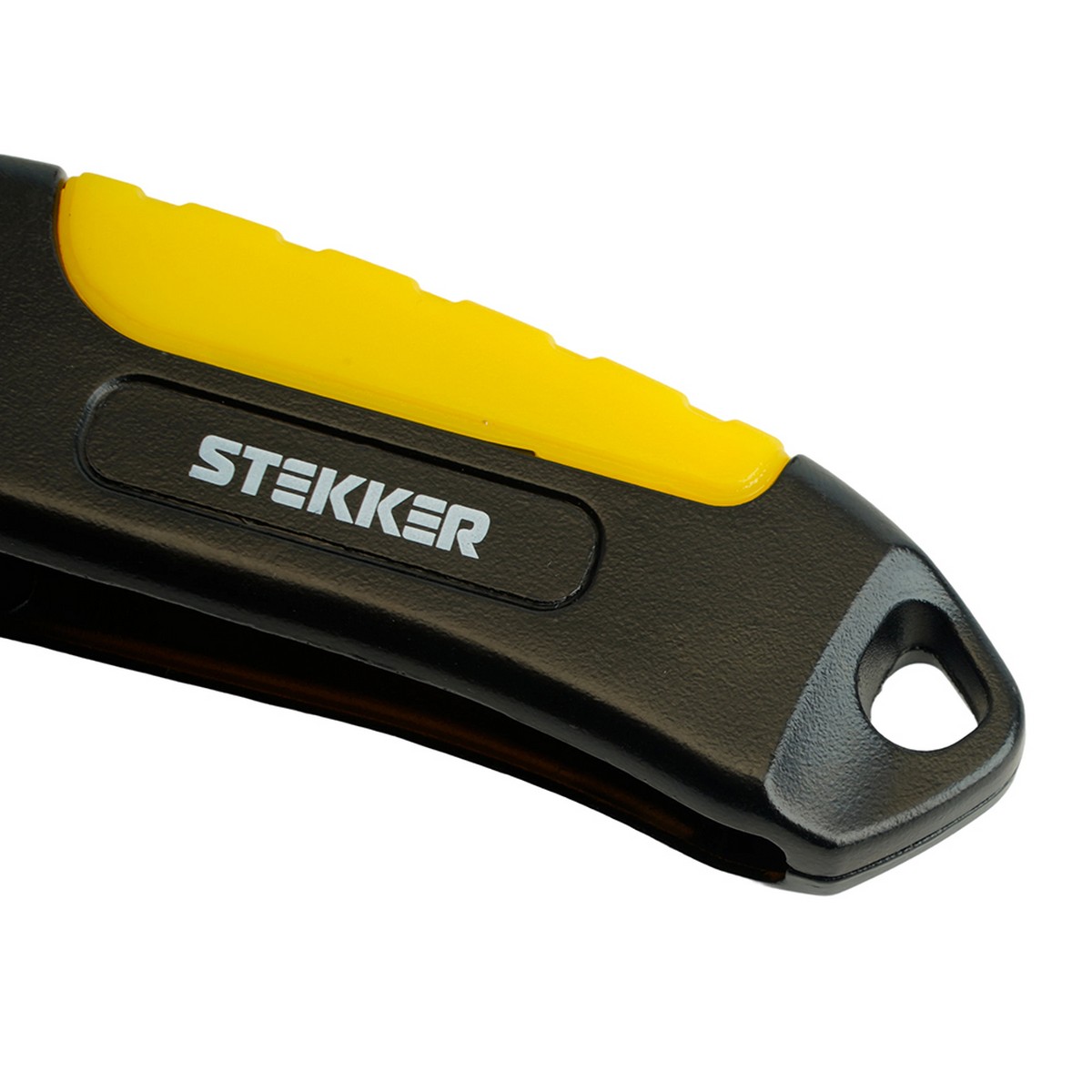 Нож строительно-монтажный с трапециевидным лезвием, 19 мм, 1 лезвие в рукоятке, STEKKER KMU-11-T 50198 фото