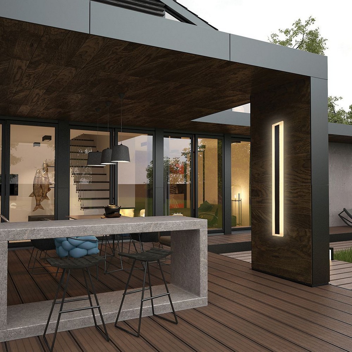 Уличные настенные светильники Светильник уличный светодиодный Feron DH2001 15W 750Lm 4000K черный 48019 