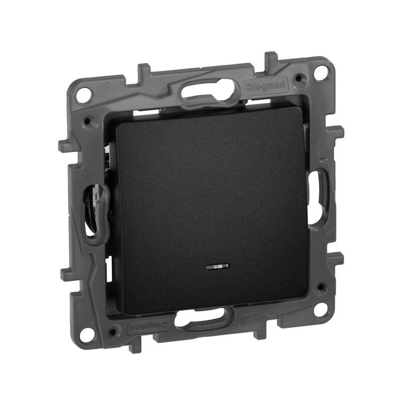 Legrand Etika Антрацит Выключатель Legrand Etika антрацит 1-клавишный с подсветкой/индикацией, авт.клеммы, 10 AX, 250 В 672