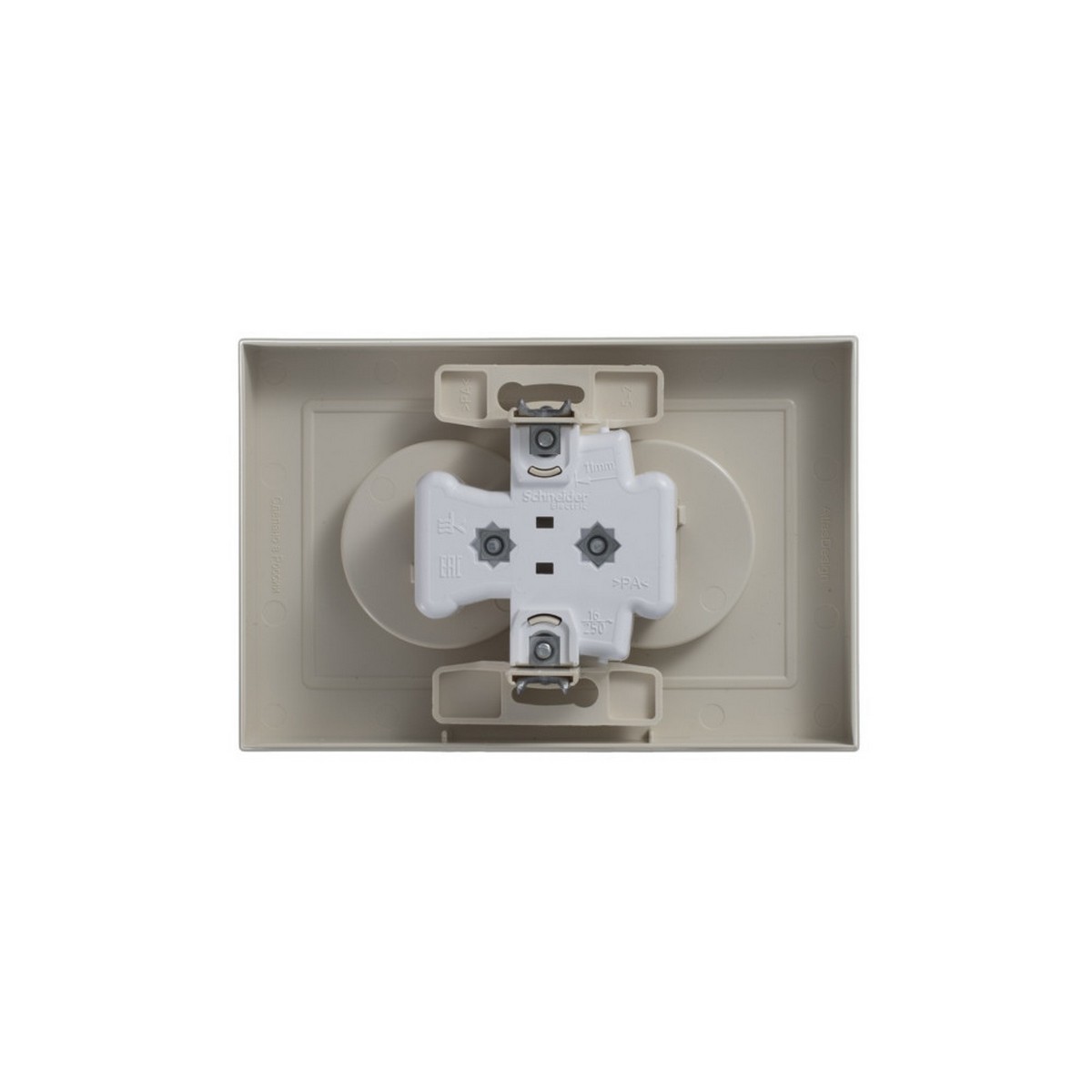 AtlasDesign Бежевый Розетка Systeme Electric AtlasDesign бежевый б/з двойная, 16А, в сборе ATN000220