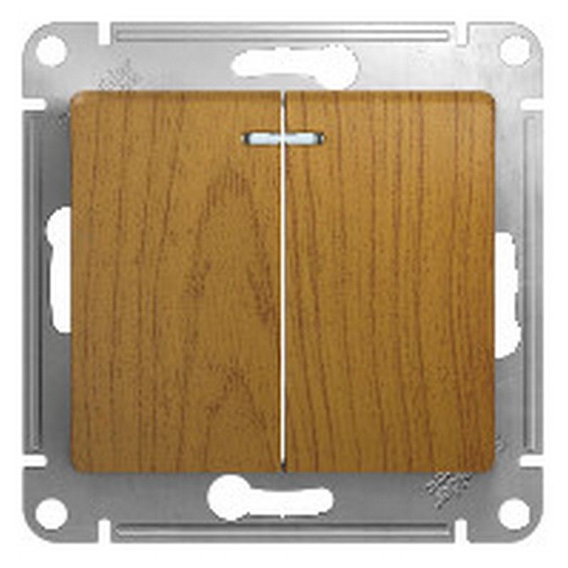 Glossa Дуб Выключатель Systeme Electric Glossa Дерево Дуб 2-клавишный с подсветкой, сх.5а GSL000553