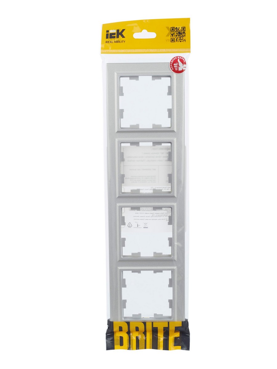IEK Brite Рамки Рамка IEK BRITE 4-местная РУ-4-БрА алюминий BR-M42-K47
