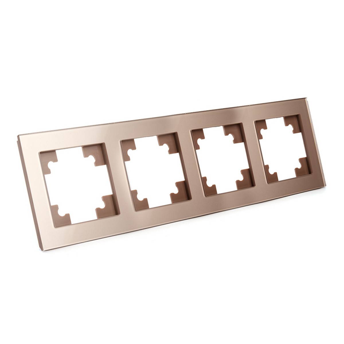 Катрин - Розетки и выключатели Stekker Рамка 4-местная стекло STEKKER GFR00-7004-02 серия Катрин шампань 39530