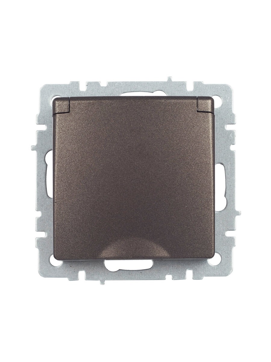 IEK Brite Бронза Розетка IEK BRITE с/з с шторками и крышкой 16А IP20 РСбш10-3-БрТБ темная бронза BR-R16-16-K45