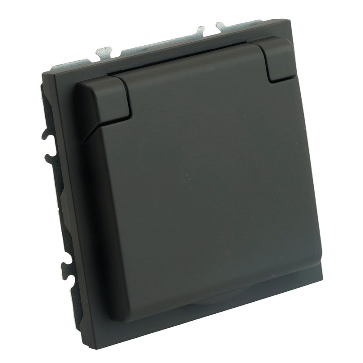 Эмили - Розетки и выключатели Stekker Розетка 1-ая с крышкой с защ. штор б/з STEKKER Эмили RST16-5113-05 черный уголь soft touch 49852