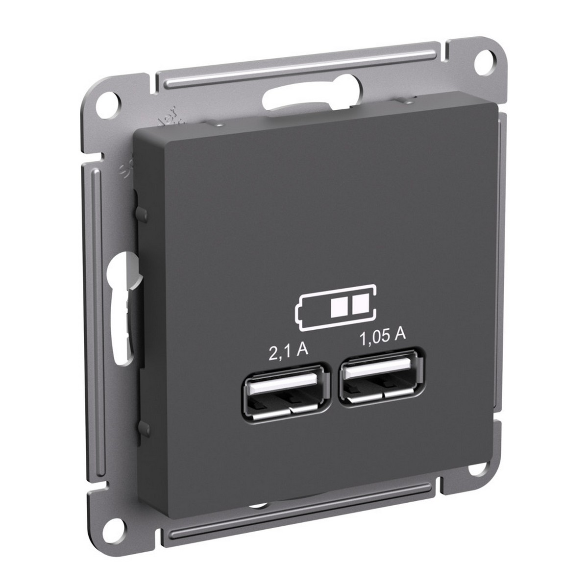AtlasDesign Базальт Розетка Systeme Electric AtlasDesign Базальт USB A+A, 5В/2,1 2х5В/1,05 А, ATN001433