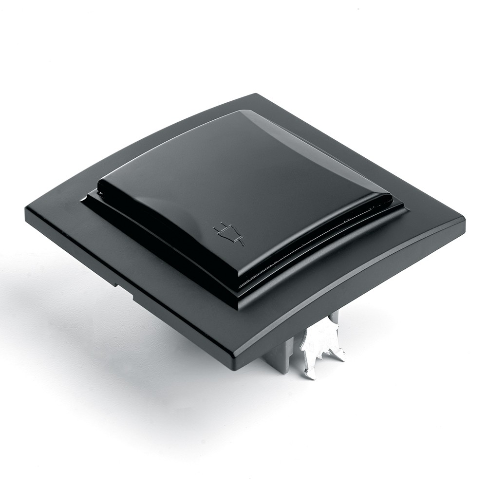 Розетка 1-местная c/з с крышкой STEKKER PST16-9012-03 16А с защ. шторкой Эрна черный с рамкой 39481