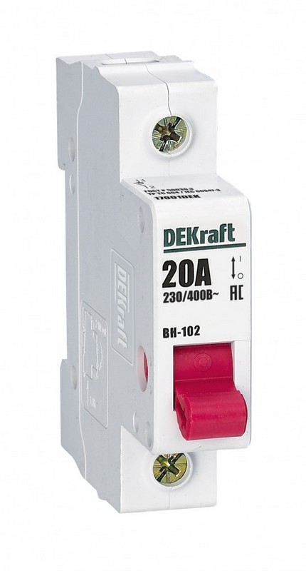 Рубильник DEKraft ВН-102 1P 20А 17001DEK