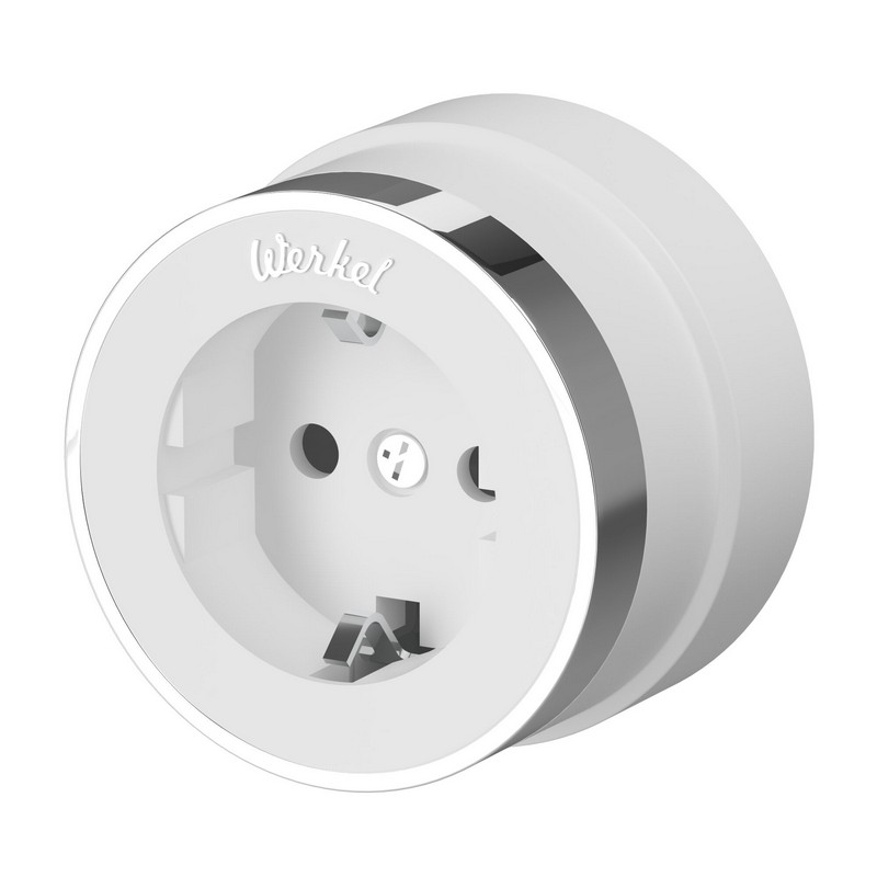 Werkel Ретро Розетка Werkel с заземлением (белый матовый/хром) W5871050