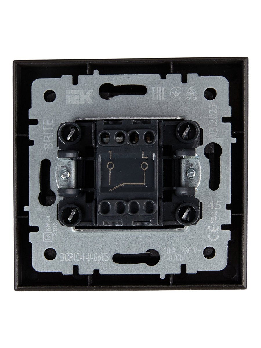 IEK Brite Бронза Выключатель IEK BRITE Темн.бронза 1-кл. 10А в сборе ВСР10-1-0-БрТБ BR-V10-0-10-K45-F