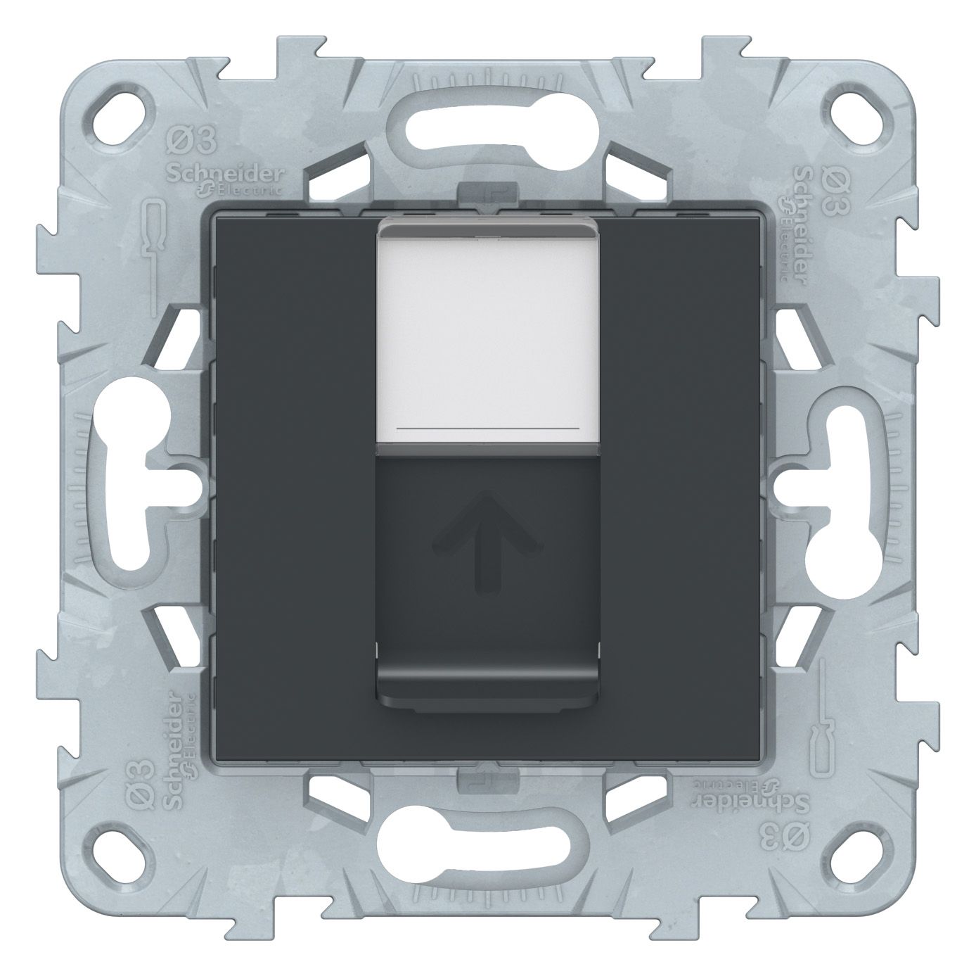 Розетки и выключатели Unica NEW антрацит Розетка компьютерная Unica New Антрацит RJ45 одиночная кат. 5е UTP NU541154