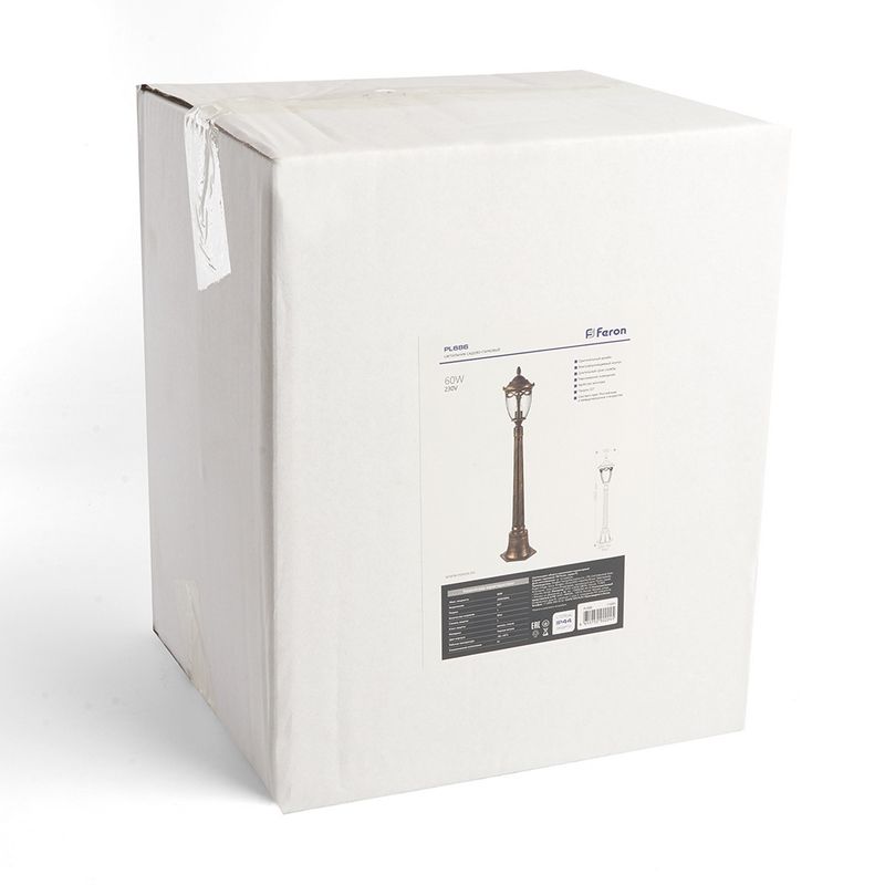 Уличные светильники столб Светильник садово-парковый Feron PL686 столб 60W 230V E27 черное золото 11695 