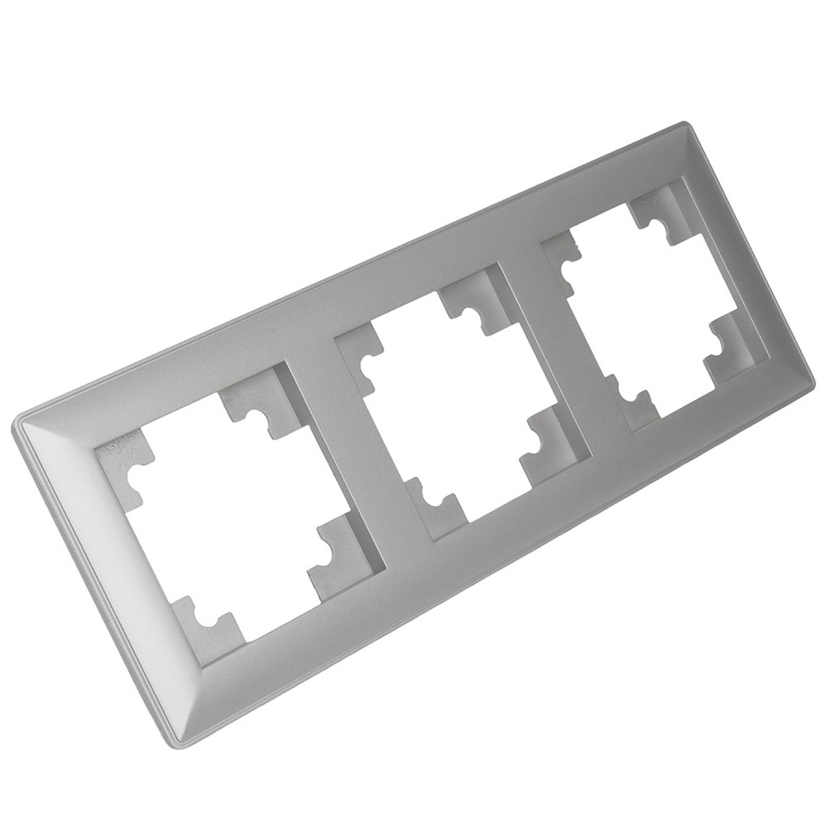 Катрин - Розетки и выключатели Stekker Рамка STEKKER 3-местная Катрин стекло серебро PFR00-7003-03 39799