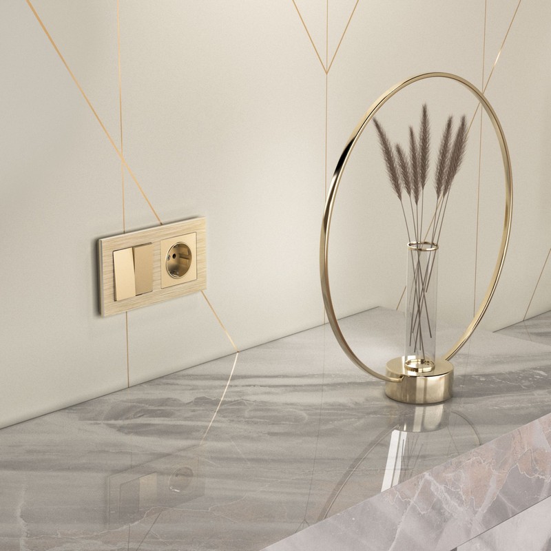 Werkel Шампань механизмы Выключатель Werkel двухклавишный  (шампань) W1120011