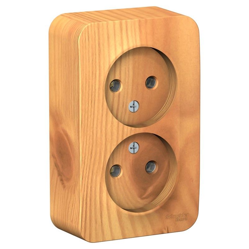 Blanca ясень розетки и выключатели Розетка SE Blanca 2-ая Ясень наружный б/з без шторок изолир. пластина BLNRA000215