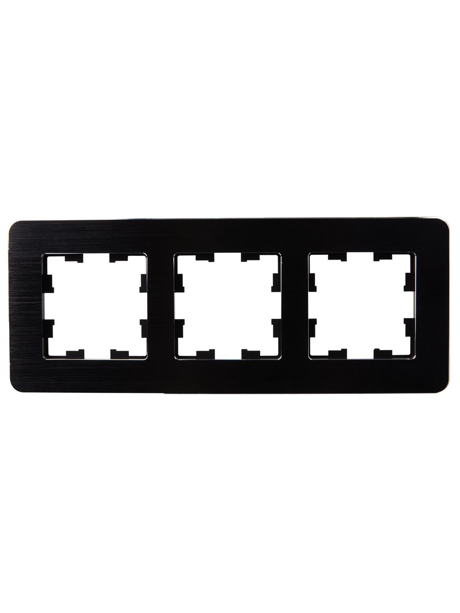 IEK Brite Рамки Рамка IEK BRITE DECOR Черный/алюм металл. скругл.угол 3-м РУ-3-1-Бр RE AL BR-M32-M-21-K02