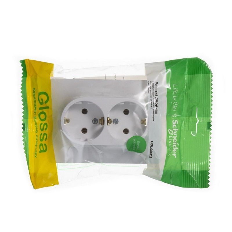 Glossa Белый Розетка Systeme Electric Glossa Белый 2-я с заземлением (в сборе с рамкой) GSL000124