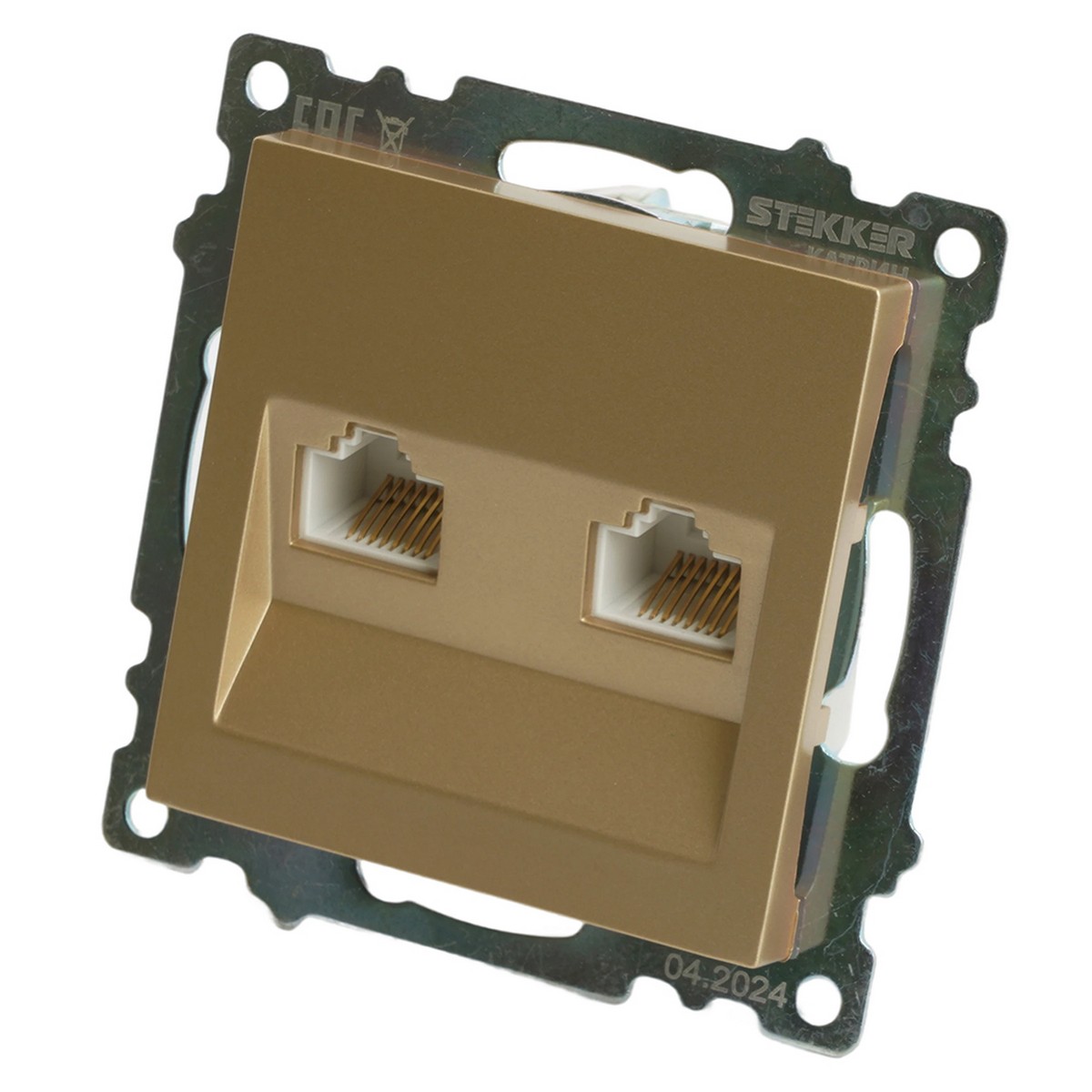 Катрин - Розетки и выключатели Stekker Розетка компьютерная 2-местная RJ-45 STEKKER GLS00-7109-08 Катрин золото 50009