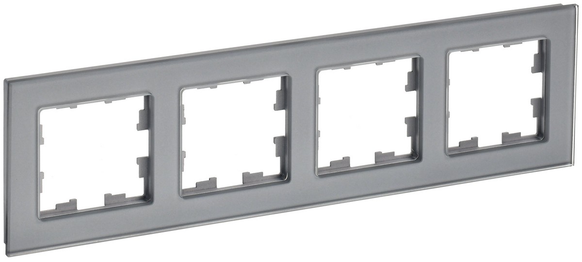 IEK Brite Рамки Рамка IEK BRITE 4-местная РУ-4-2-БрСе стекло серый BR-M42-G-K03