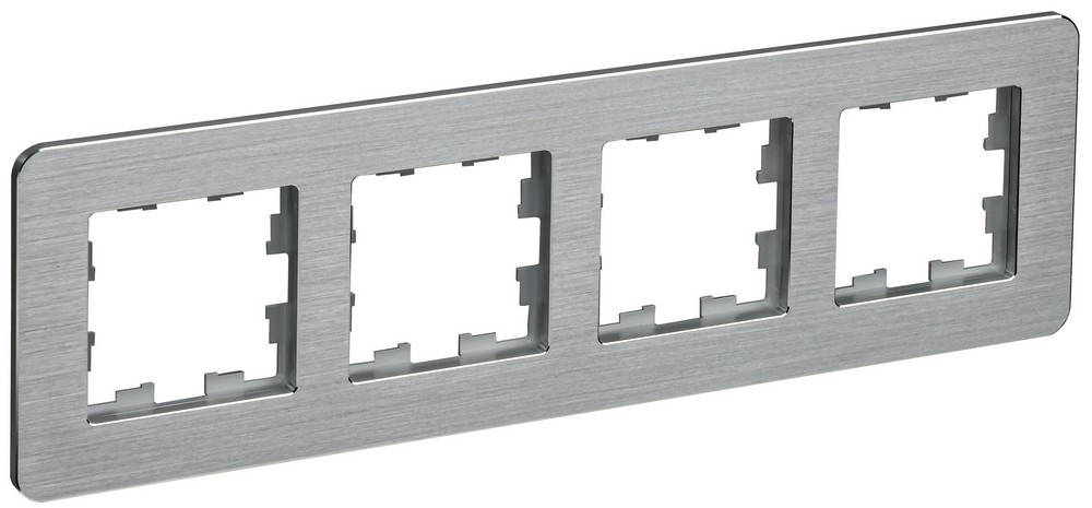 IEK Brite Рамки Рамка IEK BRITE DECOR алюм метал. скругл.угол 4-м РУ-4-1-Бр RE AL BR-M42-M-21-K47