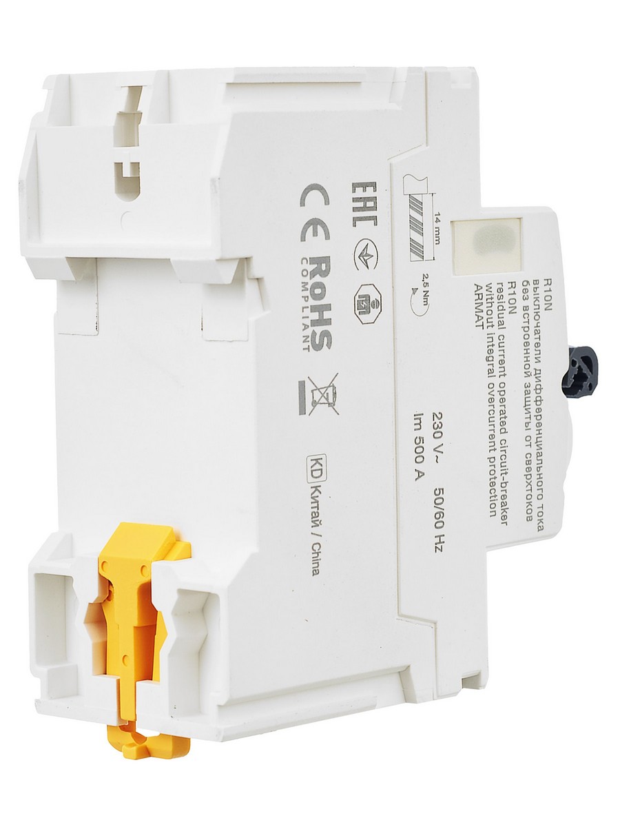 IEK ВДТ УЗО IEK ARMAT R10N 2P 25А 30мА тип AC AR-R10N-2-025C030 