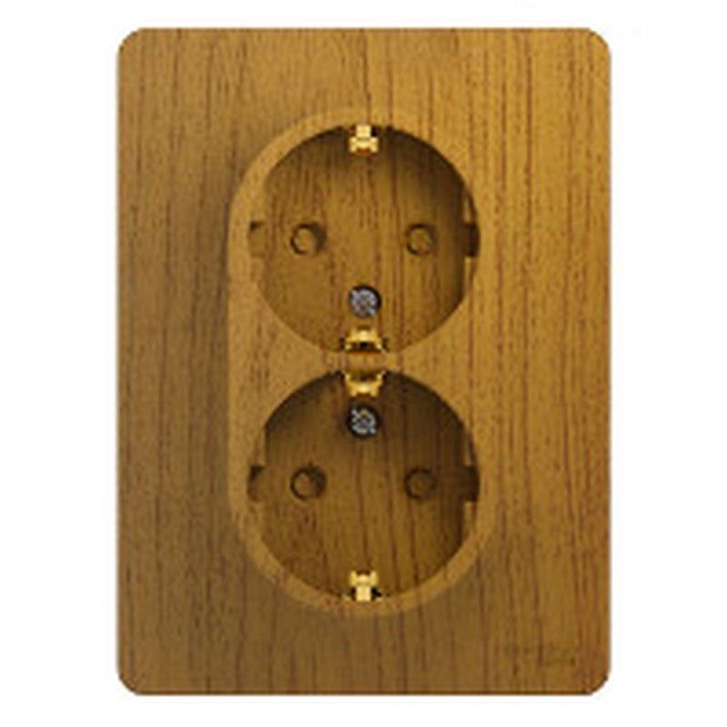 Glossa Дуб Розетка Systeme Electric Glossa Дерево Дуб 2-я с заземлением со шторками GSL000526
