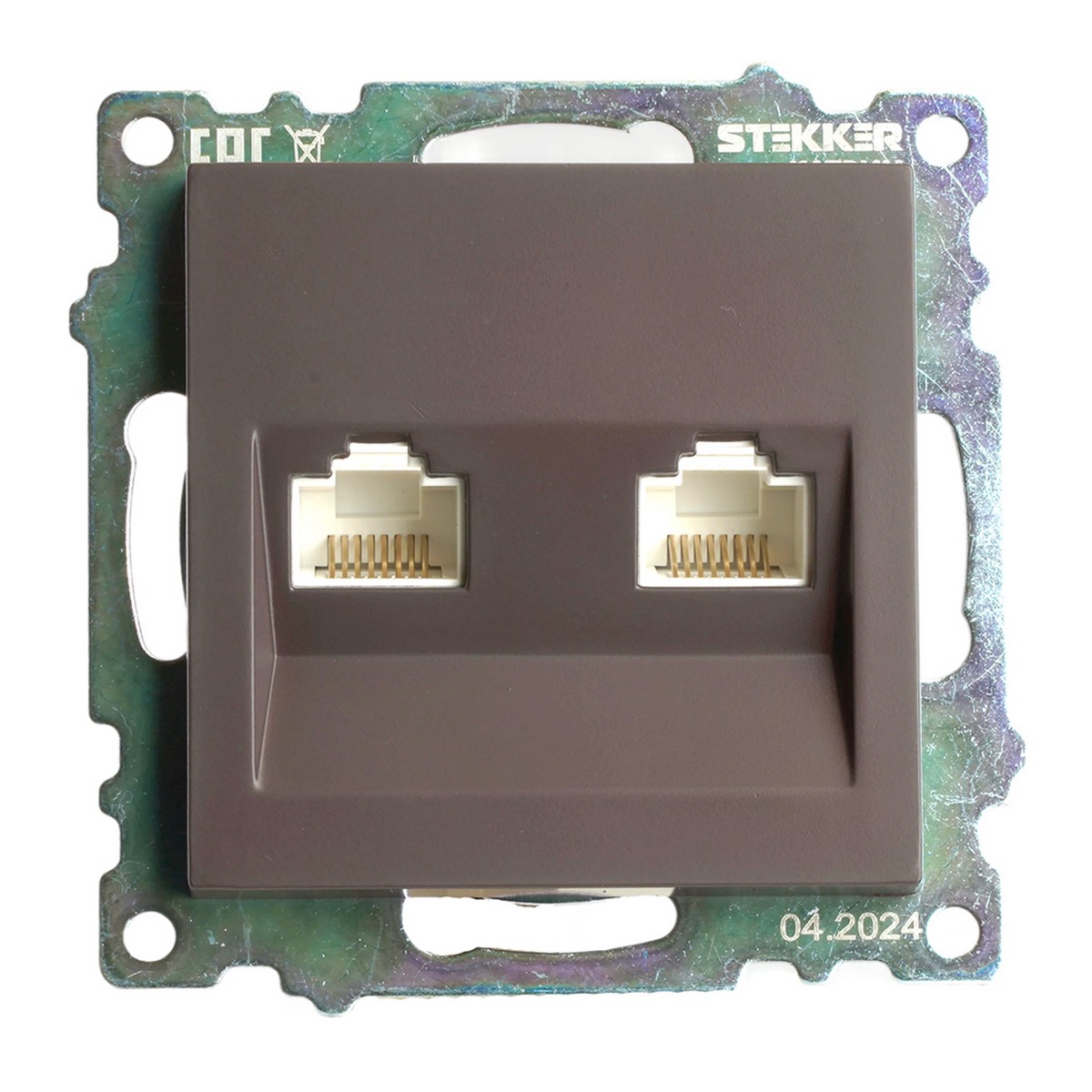 Катрин - Розетки и выключатели Stekker Розетка компьютерная 2-местная RJ-45 STEKKER GLS00-7109-04 Катрин шоколад 50006