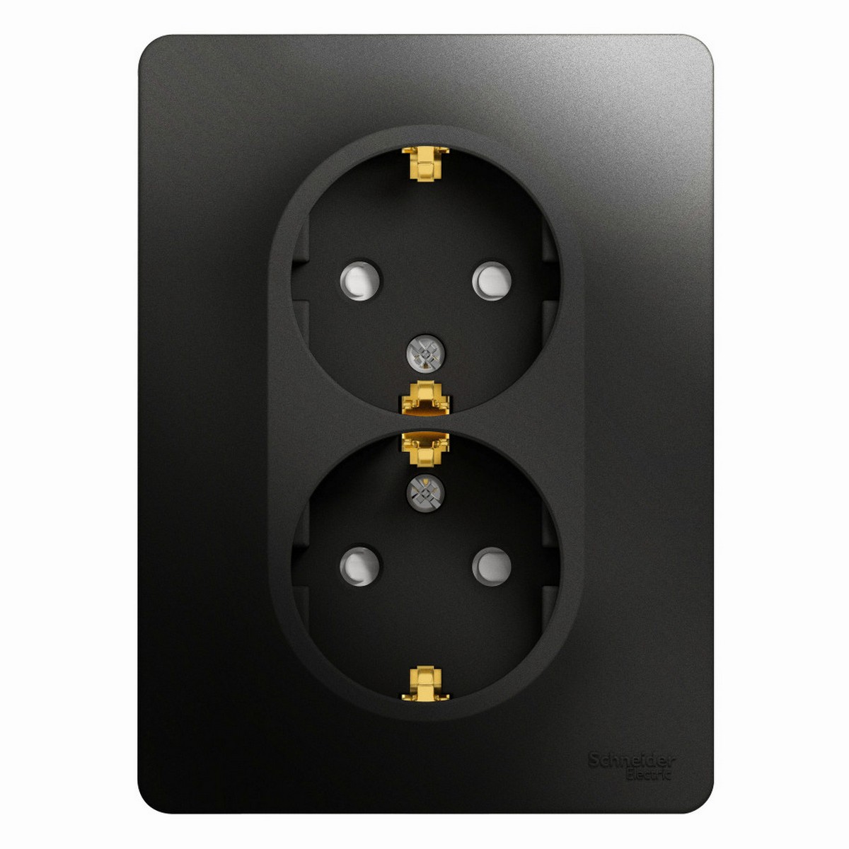 Glossa Антрацит Розетка Systeme Electric Glossa Антрацит двойная с/з со шторками, 16А, в с GSL000726