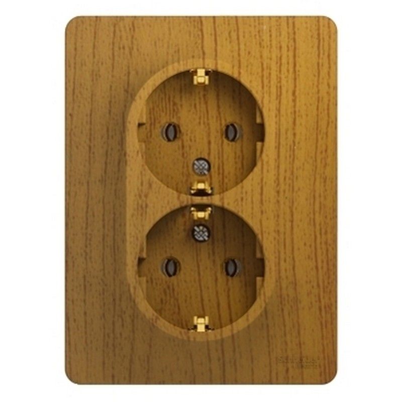 Glossa Дуб Розетка Systeme Electric Glossa Дерево Дуб 2-я с заземлением GSL000524
