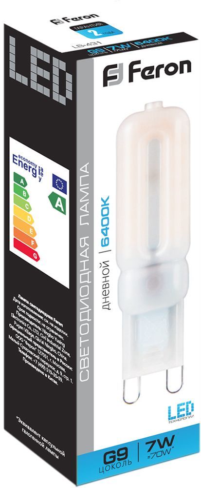 G9 Лампа светодиодная Feron LB-431 G9 7W 6400K 230V 25757 