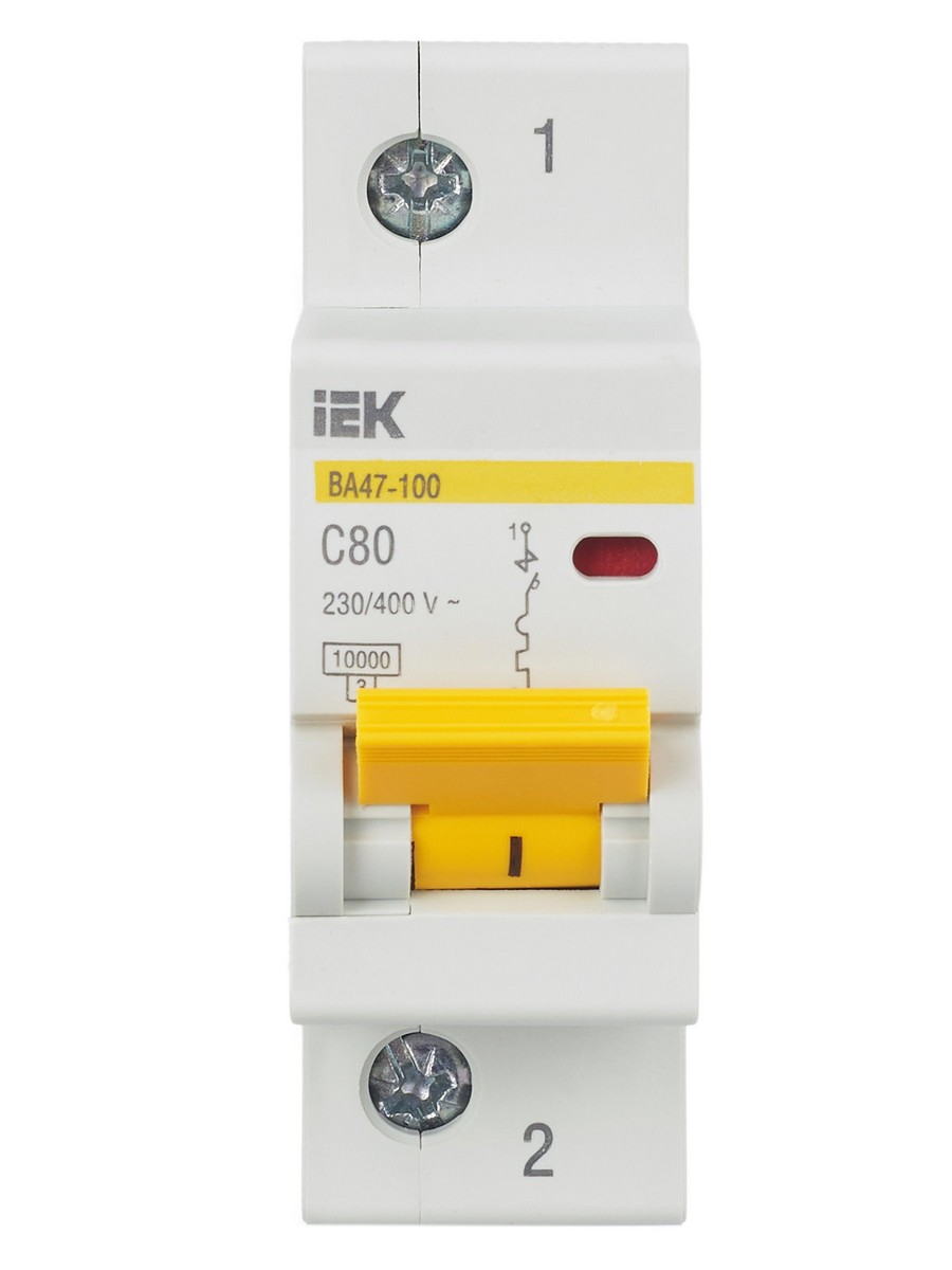 1 полюсные (однополюсные) Автоматический выключатель IEK KARAT ВА 47-100 1Р 80А 10 кА х-ка С MVA40-1-080-C 