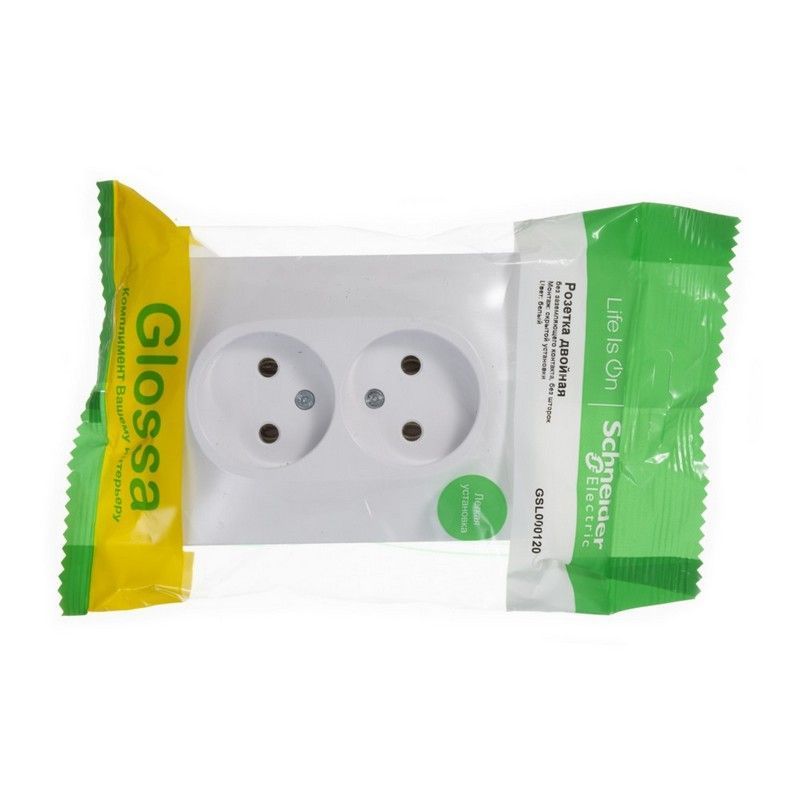 Glossa Белый Розетка Systeme Electric Glossa Белый 2-я без заземления (в сборе с рамкой) GSL000120