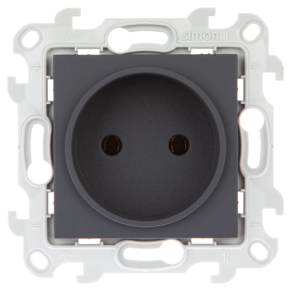 Розетки и выключатели Simon 24 Графит Розетка Simon 24 Графит 2К без защитных шторок 2450442-038