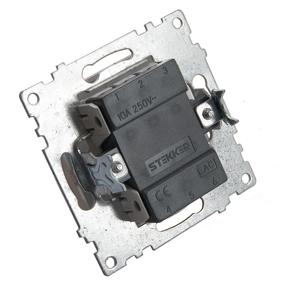 Катрин - Розетки и выключатели Stekker Выключатель 1-клавишный STEKKER GLS10-7103-02 250V 10А Катрин шампань 39589