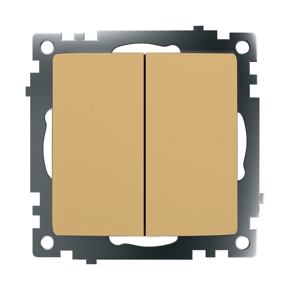 Катрин - Розетки и выключатели Stekker Выключатель 2-клавишный STEKKER GLS10-7104-08 250V 10А Катрин золото 49216