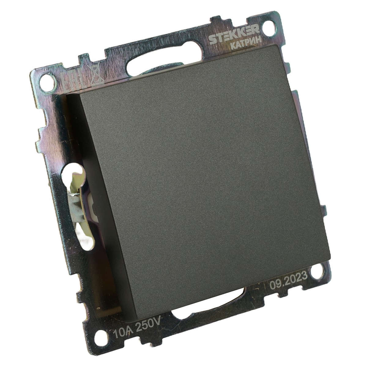 Катрин - Розетки и выключатели Stekker Переключатель 1-клавишный STEKKER GLS10-7105-06 250V 10А Катрин графит 49412