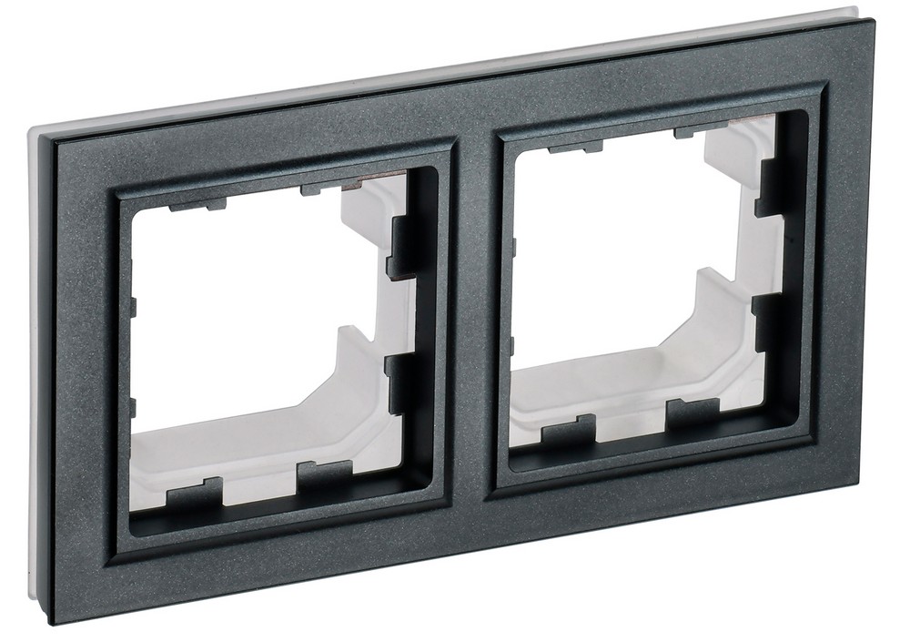 IEK Brite Рамки Рамка IEK BRITE 2-местная IP44 РУ-2-БрЧ-44 черный BR-M22-44-K02