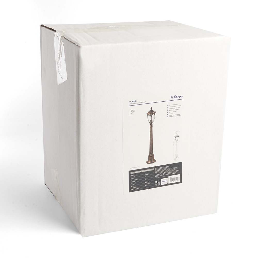 Уличные светильники столб Светильник садово-парковый Feron PL686 столб 60W 230V E27 черное золото 11695 