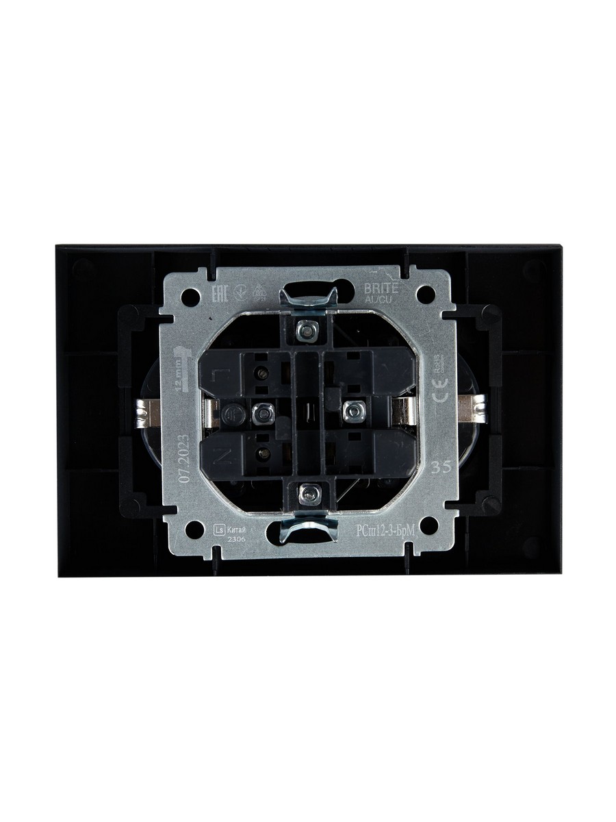 IEK Brite Маренго Розетка IEK BRITE 2-ая с/з с шторками 16А в сборе РСш12-3-БрМ маренго BR-R24-16-K35-F