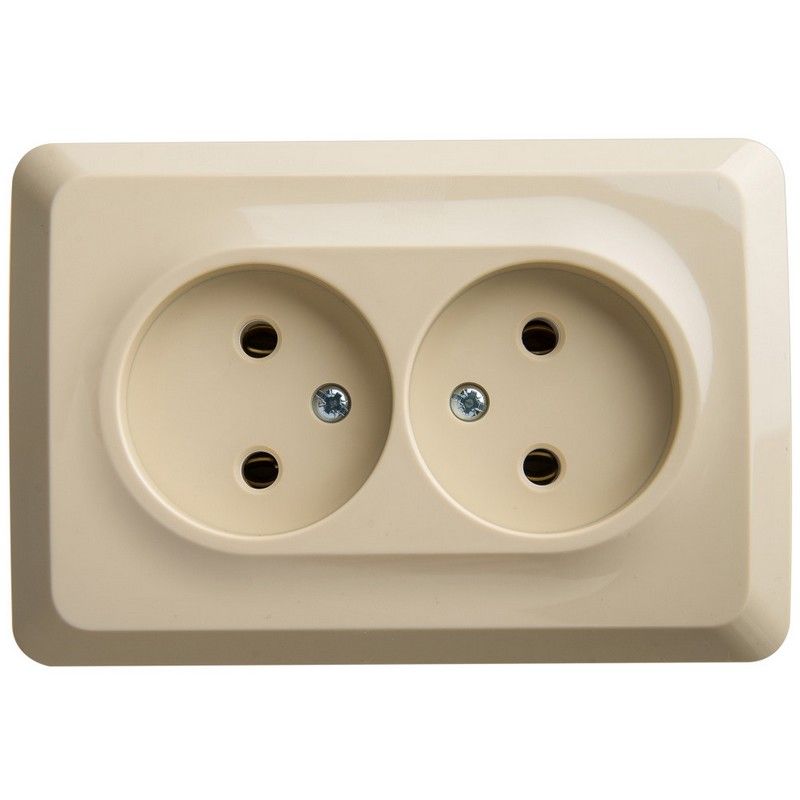 Этюд Кремовый Розетка 2-ая Systeme Electric Этюд наружный Бежевый угловая б/з без шторок 16А 250B PA16-105K