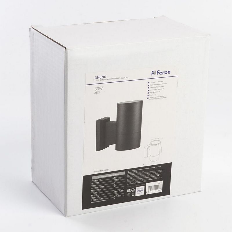 Уличные настенные светильники Светильник садово-парковый Feron DH0701  на стену вверх  E27 230V серый 06297 