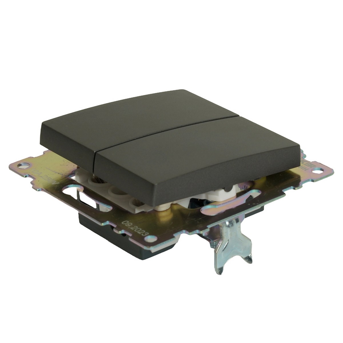 Катрин - Розетки и выключатели Stekker Выключатель 2-клавишный STEKKER GLS10-7104-06 250V 10А Катрин графит 49411